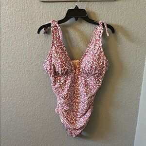 Kona Sol Pink Floral One-Piece Swimsuit NWOT